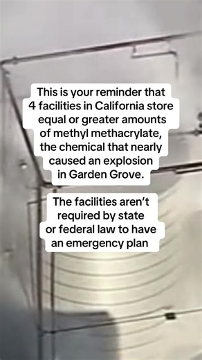 A few weeks later and these petrochemical facilities are still unsafe. Four facilities in California store equal or greater amounts of methyl methacrylate, the chemical that nearly caused an explosion in Garden Grove. Despite the risks, the facilities aren’t required by state or federal law to have an emergency plan . Community advocates say the Garden Grove emergency illustrates how gaps in regulation and weak oversight allow dangerous chemicals to threaten the lives and property of thousands o