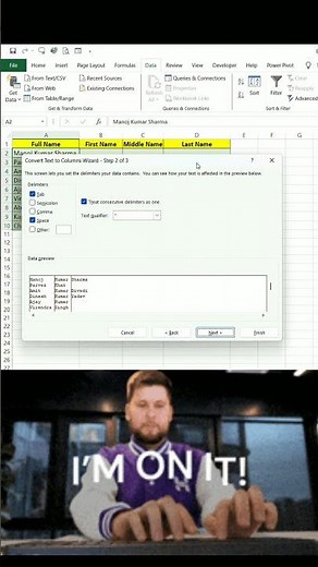 Text to column function in Excel 😎 #excel