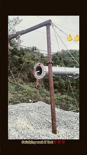 Transporting steel pole to mountain by zip line II Satisfying work