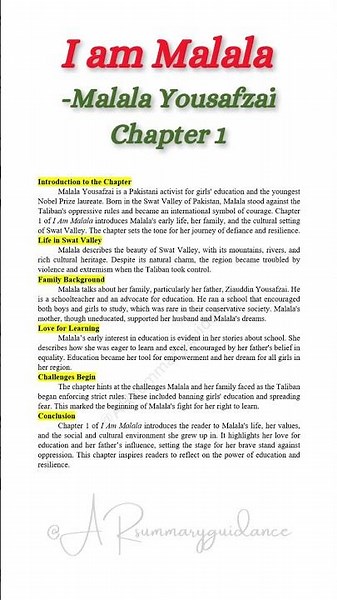 I am Malala-Malala Yousafzai -Chapter 1| Instant Essay for Exam success #shorts #trending #Viral