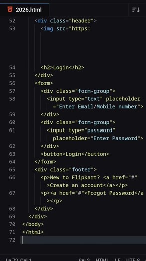 Flipkart login HTML code............#computereducation #programminglanguages #coding #htmlcss