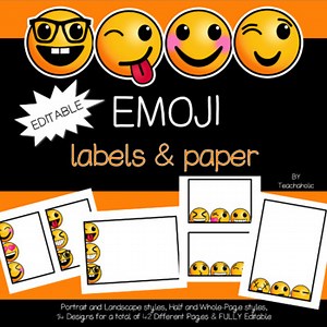 EDITABLE Emoji Theme Labels and Paper - Classroom Decor