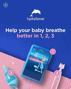 When daycare sniffles hit, use hydraSense® to relieve your baby’s stuffy nose. 👶🐬 | hydraSense®