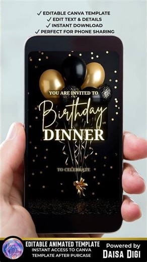 Animated Save the Date Birthday Invitation Video | Canva Party Invite