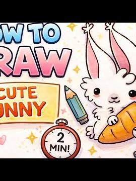 How to draw a cute bunny in 2 minutes, (paper, iPad, computer, Ect.)