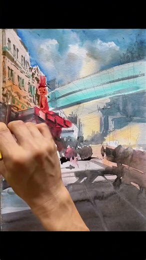 How to Achieve Realistic Depth and Perspective in Urban Watercolour Painting #watercolourpainting