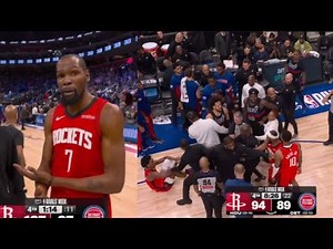 HUGE FIGHT! BREAKS OUT! KD WATCHES AS Rockets and Pistons lose it mentally! Ron Holland & more!