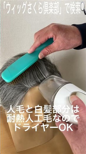 メンズ部分ウィッグ人毛100% 総手植え製 左分け白髪入り 染め分けタイプ Lサイズ #白髪ウィッグ #メンズウィッグ #男性かつら #部分ウィッグ