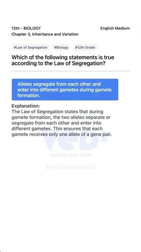 Law of Segregation Explained 12th Biology