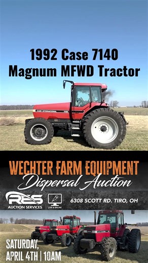 1992 Case 7140 Magnum MFWD Tractor #RES #EquipmentAuction #AgEquipment #CaseTractors #RESbid