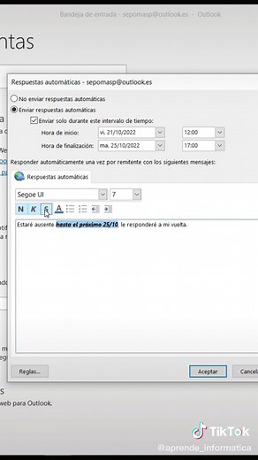 Cómo poner una respuesta automática en Outlook