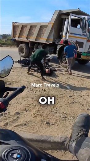 I saw his helmet fly off!🥺 ‪@MarcTravels‬ #india #bikerboys #crash #accident #marctravels #traffic
