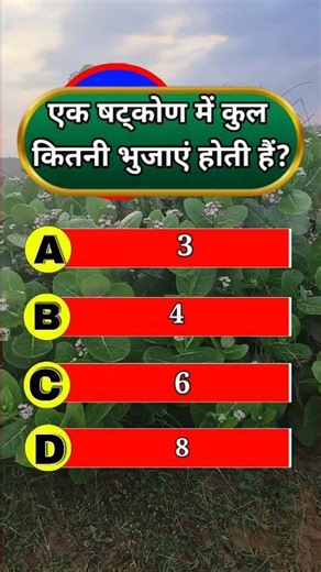 एक षट्कोण में कुल कितनी भुजाएं होती हैं #kaimuriyashiksha #mindtest #mathtest #math #exam