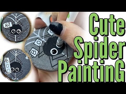How to Paint a Cute Spider - Stone Painting Tutorial for Beginners || Rock Painting 101