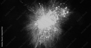 flour thrown on black background at 60fps. Color space Rec1886.Rec709