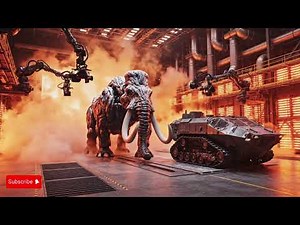 Robot manufacturing process in modern factory