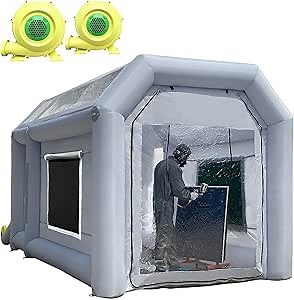 Sewinfla Portable Inflatable Paint Booth 13x8.2x8.2Ft Spray Paint Booth, Powerful Two Blowers Inflatable Spray Booth with Air Filter System