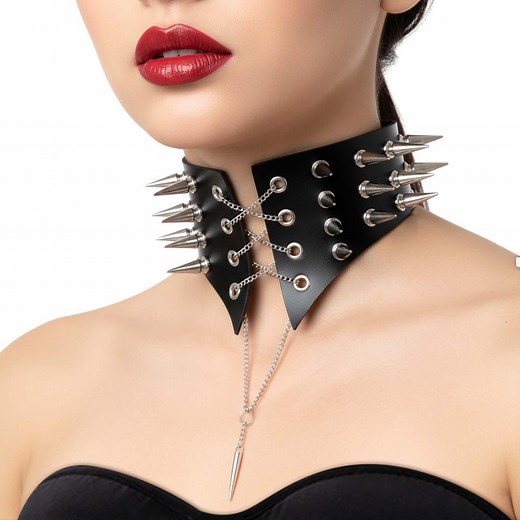 Spiked Leather Choker, Gothic Punk Collar Necklace - Etsy