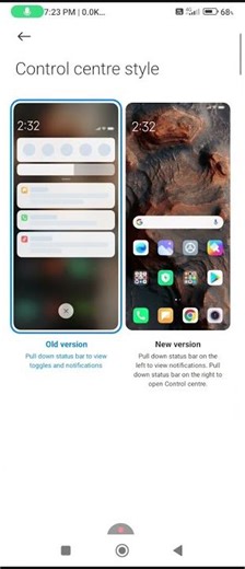 changing control centre style