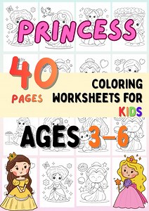 40 Princess Coloring Pages for Kids Ages 3-6 (printable PDF Book - Etsy UK