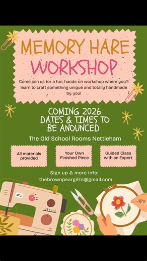 4 comments | Coming soon for 2026 - Workshops - Learn to make your very own Memory Hare using - follow for dates, places and times 﫶 The Brown Pear | Melody and Me | Facebook