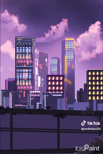 How to Draw Simple Cyberpunk City Background with IbisPaint