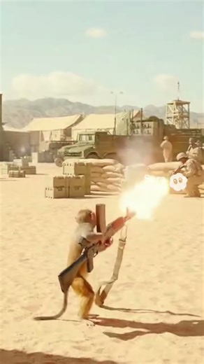 Monkey steals gun #ai #funny #fyp #viral