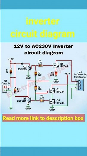 12v to 230v inverter circuit diagram #electronics #inverter #circuit #diagram