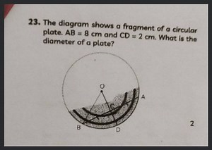 The diagram shows a fragment of a circular plate. A B=8 \mathrm... | Filo