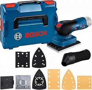 Bosch Professional 12V System Akku Schwingschleifer GSS 12V-13 (kompatibel mit Bosch Click & Clean System, inkl. 3x Schleifplatte, 3x Schleifblatt, Staubbeutel, Lochwerkzeug, L-BOXX)