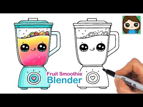 How to Draw a Cute Blender with Fruit Smoothie 🍓🥝🍍🍋🍑