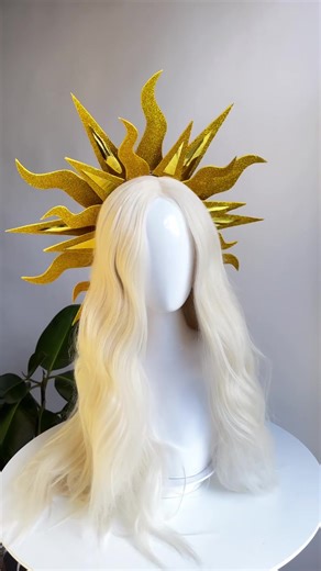 Gold Sun Halo Headpiece for Festivals and Photoshoots