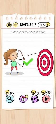Brain test niveau 112 - Aidez-la à toucher la cible