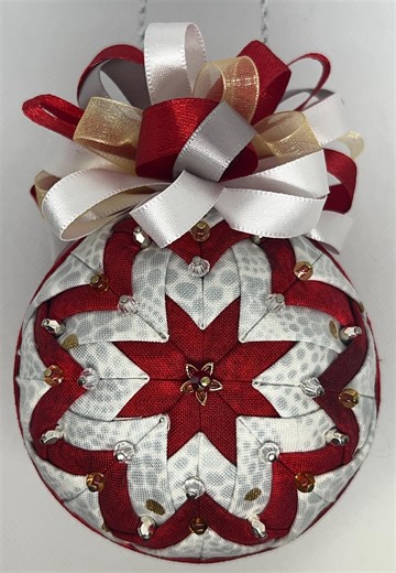 Handmade Christmas Quilted Fabric Ornament With Bow and Hanger - Etsy