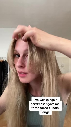 Starting the slow correction of my #curtainbangs two weeks after #hairfail