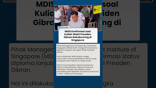 Terkuak! MDIS Beri Klarifikasi soal Status Kuliah Wakil Presiden Gibran Rakabuming di Singapura - Tribun Video