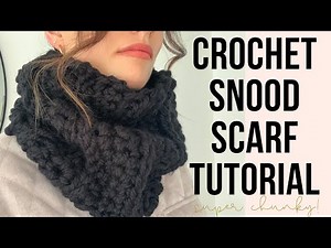 CROCHET CHUNKY SNOOD SCARF TUTORIAL - DIY ribbed fashion make handmade circle infinity scarf