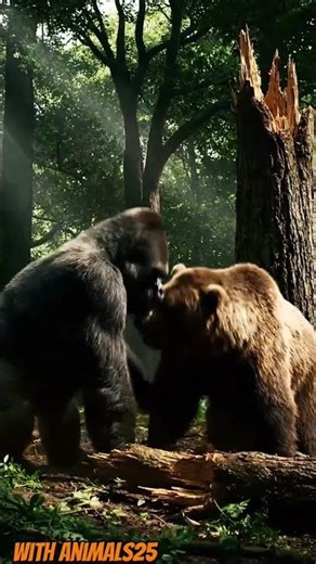 Gorilla vs Bear | Power Clash in the Forest #wildlife #nature