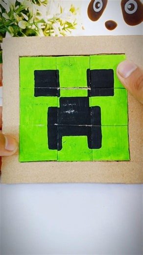Minecraft Creeper Puzzle🟩 | DIY Cardboard Craft #diy #minecraft #shorts #trending #craft #fyp #viral