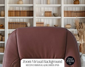 Zoom Background With Chair White Bookshelf With Brown Zoom With Chair Professional Zoom Photo Virtual Background Zoom Brown Desk Chair Zoom - Etsy