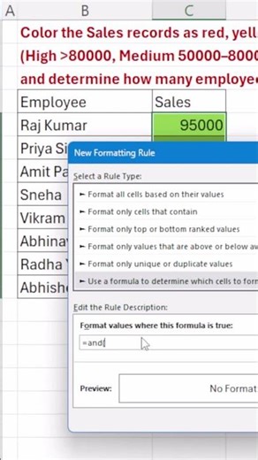 Excel Conditional Formatting 🔥 High Performers Identify in 5 Sec! #shorts #excel #exceltips