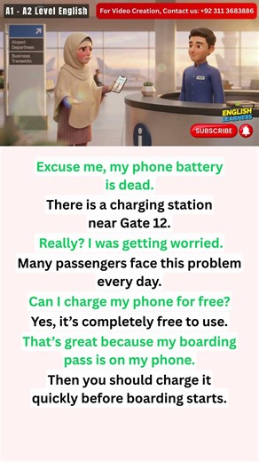 Easy English Listening Practice Story for Beginners | Battery Dead at Airport | English Conversation