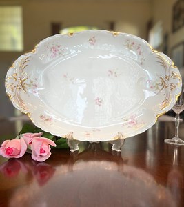 Vintage Haviland Limoges Porcelain Serving Platter: Pink Flowers, Gold Edging, 17.5” - Etsy