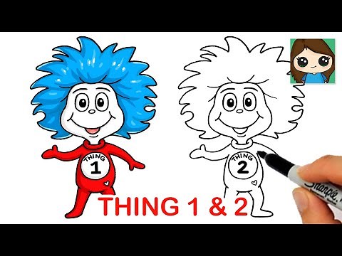 How to Draw Thing 1 and Thing 2 Easy | Dr. Seuss