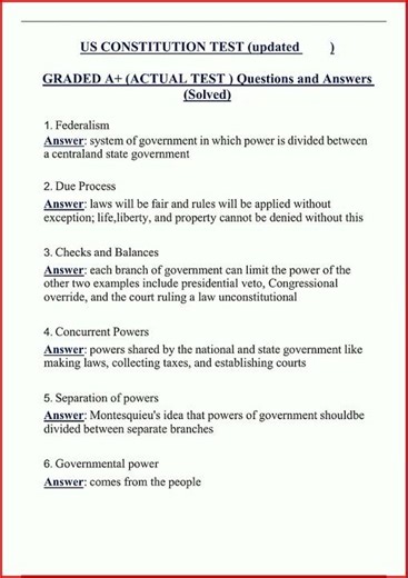 Us Constitution Test Updated Graded A Actual Test Questions video