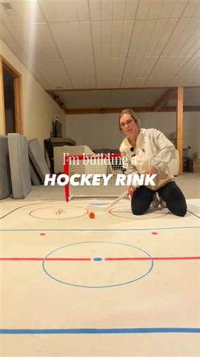 PART 3: DIY BASEMENT HOCKEY RINK Our hockey board and synthetic ice have arrived!! 😍 this is about to look so legit you guys… I don’t think you’re ready. Before I can lay the synthetic ice and the boards I need to lay the tile for the bar area. I’ve never done floor tile before so I watched a few videos and we’re just gonna wing it and hope for the best. 🤷🏼‍♀️😂 I ran into one small hiccup, but I was able to fix it and now I’m officially ready to start building THE RINK!!! 🏒 Do you think I s
