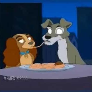 Lady and the tramp(dog spaghetti kiss scene)