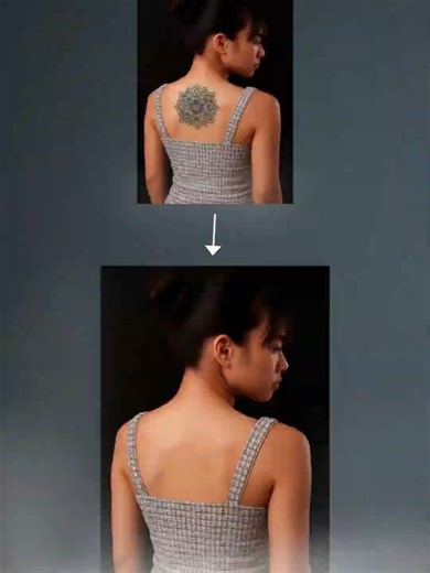 How to smoothly remove | Back tattoo | in second 🥈 #shorts #shortvideo #short #graphicdesigner #logodesigner