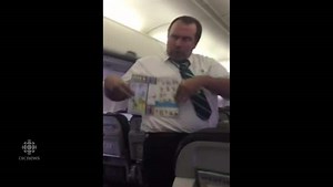 WestJet flight attendant has 'em rolling in the aisles