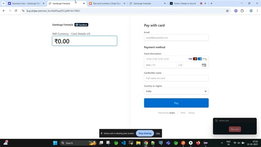 Stripe Payment Flow Testing With INR and USD Currency